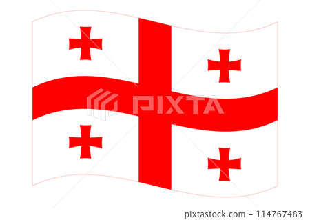 Wavy flag of Georgia, isolated on transparent background. Vector illustration 114767483