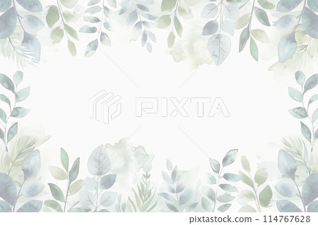 水彩風格綠色植物背景框 114767628