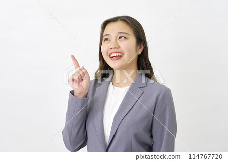 Inspired young business woman white background 114767720