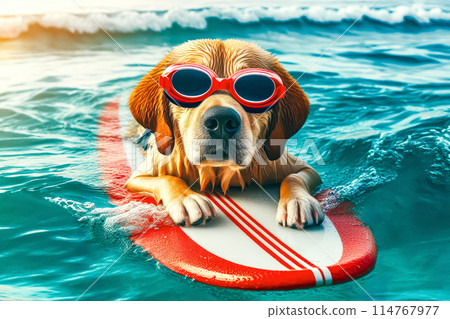 dog in swimming pool 114767977