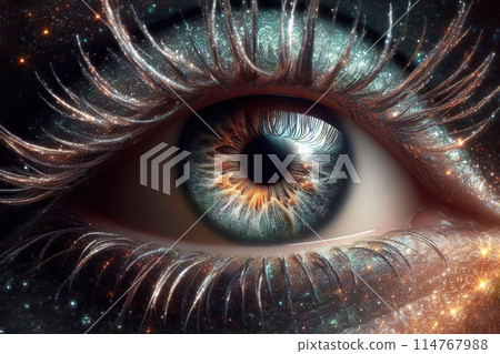 female eye with blue eye 114767988