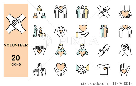 Volunteer icon set color 114768012
