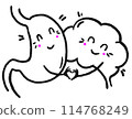 Happy Stomach and Brain - Doodle Vector Illustration 114768249