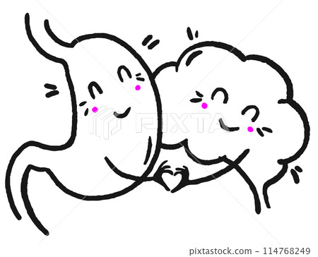 Happy Stomach and Brain - Doodle Vector Illustration Happy Stomach and Brain - Doodle Vector Illustration 114768249