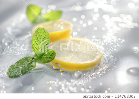 新鮮檸檬和薄荷的清爽形象 114768302