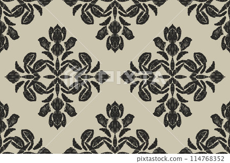 Ikat tribal Indian seamless pattern. Ethnic Aztec fabric carpet mandala ornament native boho chevron textile.Geometric African American oriental traditional vector illustrations. Embroidery style. Ikat tribal Indian seamless pattern. Ethnic Aztec fabric carpet mandala ornament native boho chevron textile.Geometric African American oriental traditional vector illustrations. Embroidery style. 114768352