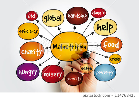 Malnutrition mind map, health concept for presentations and reports 114768423