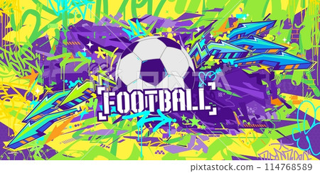 Trendy Abstract Hip Hop Urban Street Art Graffiti Style Soccer Or Football Illustration Background 114768589