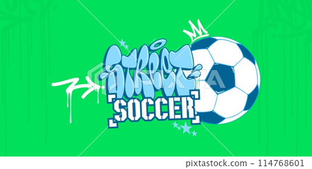 Cool Abstract Hip Hop Hand Written Urban Graffiti Style Street Football Vector Illustration 114768601