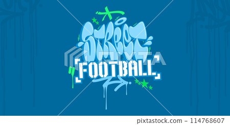 Trendy Cool Abstract Hip Hop Hand Written Urban Graffiti Style Street Soccer Vector Illustration 114768607