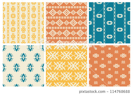 Tribal Southwestern Navajo Seamless Patterns Set 114768688
