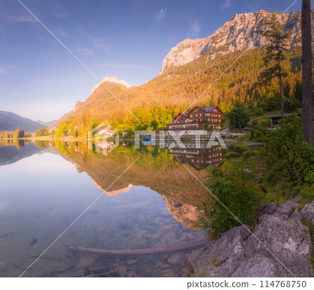 View of Hintersee lake in Berchtesgaden National Park Bavarian Alps, Germany View of Hintersee lake in Berchtesgaden National Park Bavarian Alps, Germany 114768750
