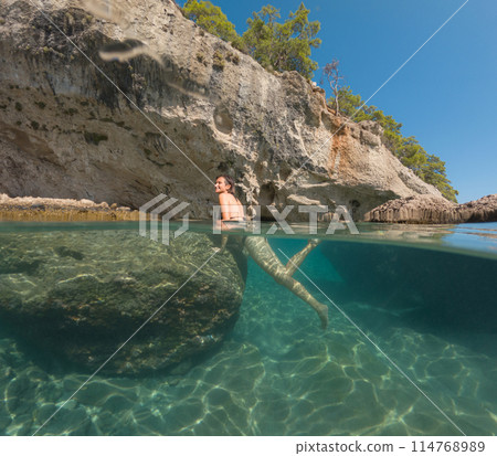 Sea summer landscape. Travel and Holiday concept. Sea summer landscape. Travel and Holiday concept. 114768989