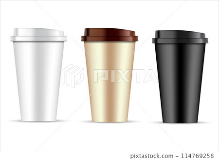 Paper coffee cup template. Brown espresso mug 114769258
