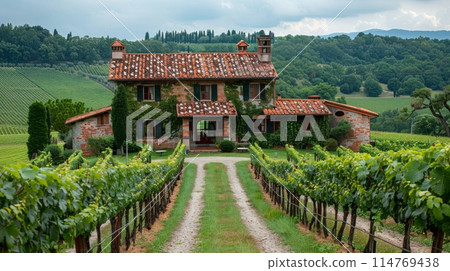agritourism to harvesting grapes vineyard 114769438