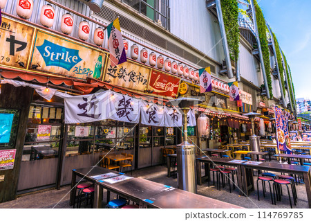 Tokyo cityscape in Japan: A view of Shibuya Yokocho in front of Shibuya Station in May, the season of fresh greenery. Foreigners are also seen here (17th) 114769785