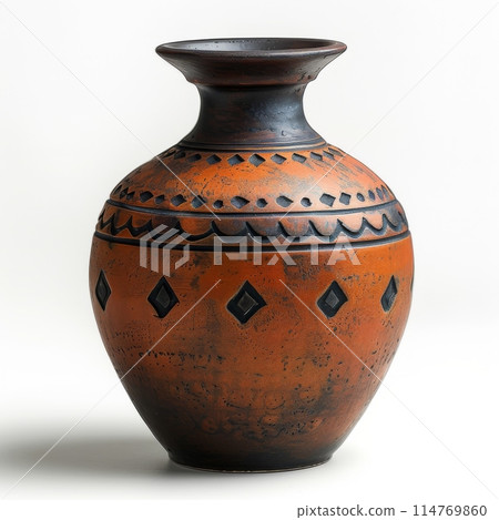 Black and Orange Tribal Patterned Vase Black and Orange Tribal Patterned Vase 114769860