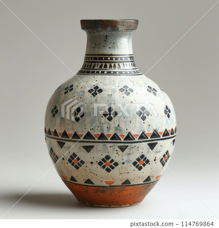 Black and Orange Tribal Patterned Vase Black and Orange Tribal Patterned Vase 114769864
