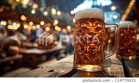 person amidst fluffy clouds stars twinkling above and a crescent moon casting its gentle glow. 114770035