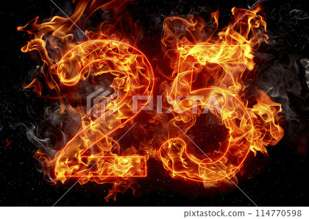 the number 25 on fire, generative AI 114770598