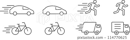 奔跑的人和車輛的圖示集 奔跑的人和車輛的圖示集 114770625