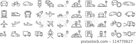 Vector vehicle line icon set 114770627