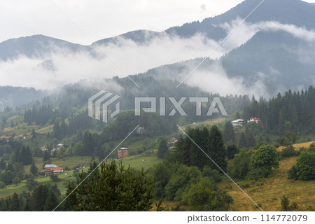 Beautiful village in Bulgaria in the Rhodope Mountains. Beautiful village in Bulgaria in the Rhodope Mountains. 114772079