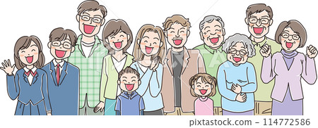 人物插畫_微笑的人_各個年齡層的人_人群 人物插畫_微笑的人_各個年齡層的人_人群 114772586