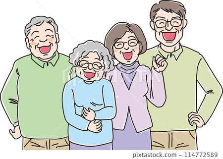 People illustration _ Smiling people _ People of various ages _ 4 elderly men and women People illustration _ Smiling people _ People of various ages _ 4 elderly men and women 114772589