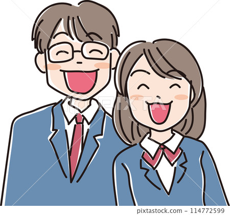 People illustration_smiling people_uniformed students, male and female_glasses male students_female students 114772599