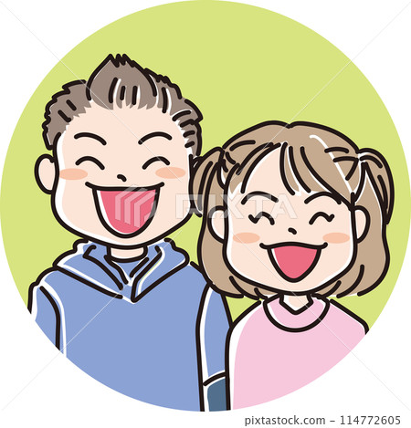 人物插畫_微笑的人_微笑的孩子_小學年齡段的男女生_圓窗背景色可選 人物插畫_微笑的人_微笑的孩子_小學年齡段的男女生_圓窗背景色可選 114772605