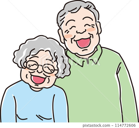 People illustration_smiling people_smiling elderly couple_70s man_70s woman_smiling elderly people 114772606