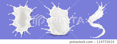 Milky cream products splashes realistic illustration set 114772614