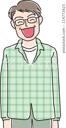 人物插畫_微笑的人_微笑的中年男人_40、50歲的男人_微笑的大叔 114772623
