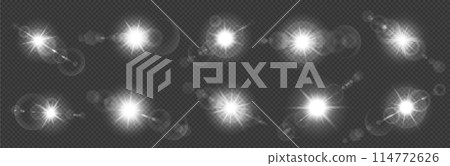 Flaring sun blast spot effects realistic illustration set Flaring sun blast spot effects realistic illustration set 114772626