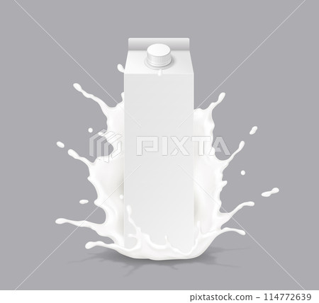 Blank carton pack with splashing milk vector illustration 114772639