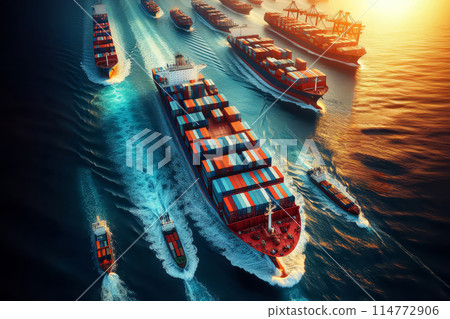 container ship in import export and business 114772906
