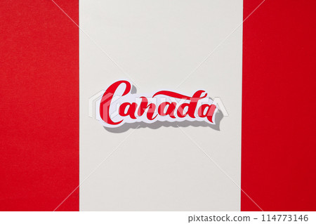 The inscription Canada on a white-red background 114773146