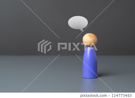 A man expresses his thought. Conversations and chatting. Criticism. Communication and exchange of thoughts. To declaim the speech. Share your vision and emotions. 114773483