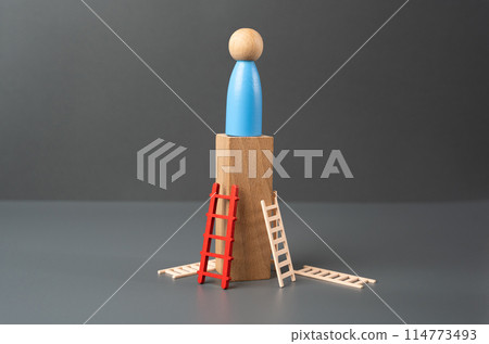 Reach the top after many attempts. Career success. Loneliness. Education and acquiring new skills. Credit lines and financial instruments to help to succeed. 114773493