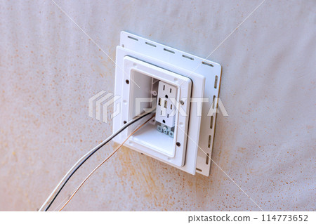 External wall with an mounting deep plastic electrical box that is weather resistant External wall with an mounting deep plastic electrical box that is weather resistant 114773652