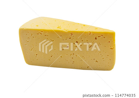 Piece of swiss cheese isolated on white background 114774035