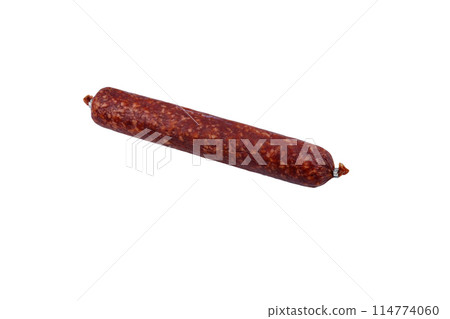 Raw smoked sausage isolated on white background 114774060