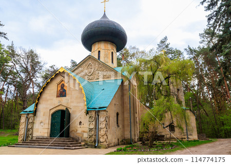 Transfiguration church (build in 1903) in Natalyevka estate complex in Kharkiv region, Ukraine 114774175