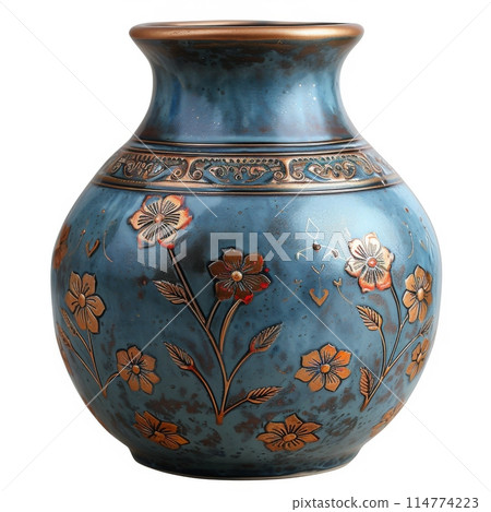 Artisanal Ceramic Vase with Graduated Red and Black Design 114774223