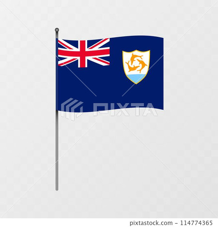 Anguilla national flag on flagpole. Vector illustration. 114774365