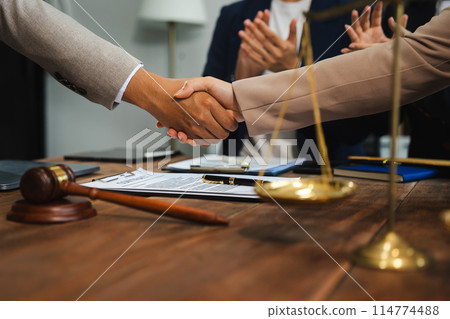 Lawyer or judge consult having team meeting at law office. Law and Legal services concept. 114774488