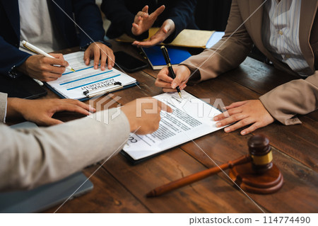 Lawyer or judge consult having team meeting at law office. Law and Legal services concept. 114774490