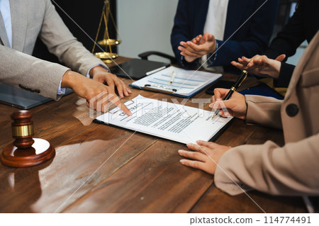 Lawyer or judge consult having team meeting at law office. Law and Legal services concept. 114774491