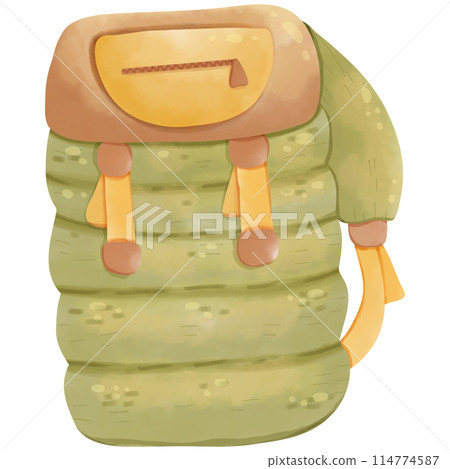 Watercolor painting of camping backpack Watercolor painting of camping backpack 114774587